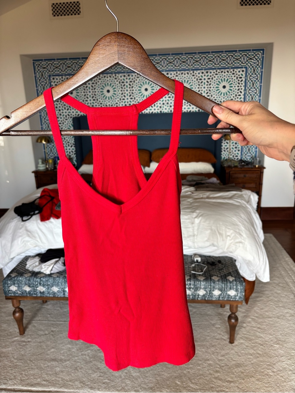 Women’s Red Ribbed Racerback Tank Top